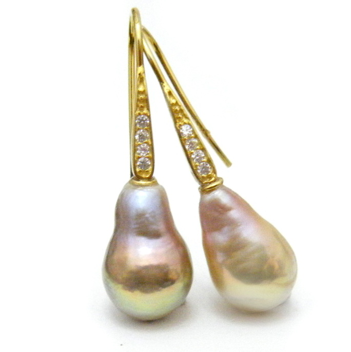 Vanilla Gold and Pink Pearl Earrings